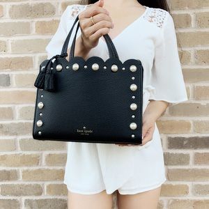 Kate Spade Hayes Street Sam Pearl Black Satchel